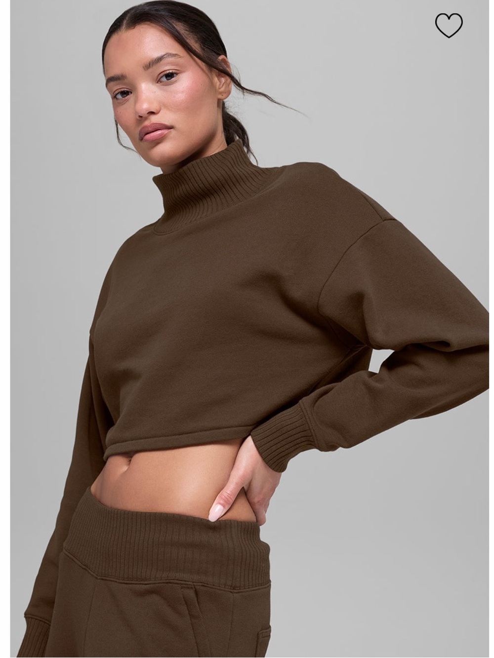Worn once alo yoga cropped serenity pullover- espresso